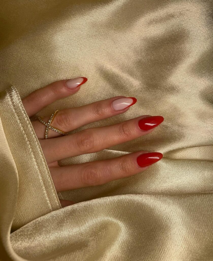 paznokcie czerwony french