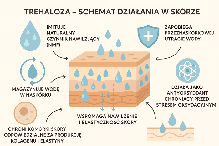 Trehaloza - schemat działania w skórze