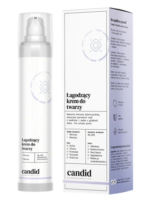Candid Łagodzący krem do twarzy: ektoina + skwalan