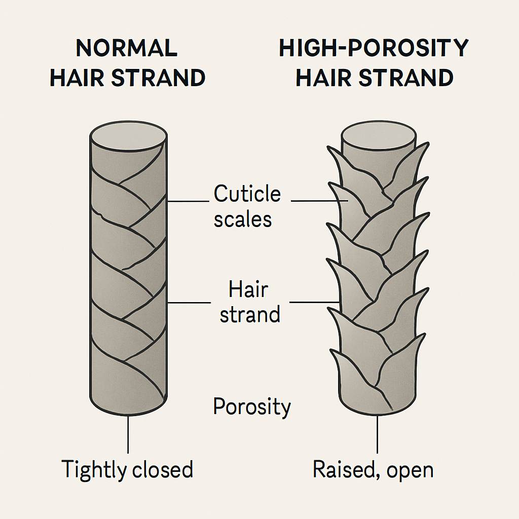 Budowa włosa wysokoporowatego vs. niskoporowatego