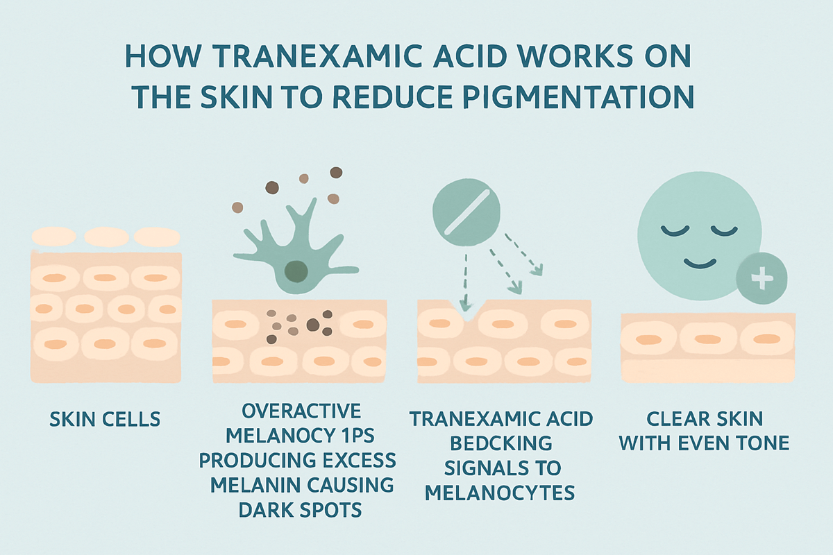 Jak działa kwas traneksamowy" - schemat procesu