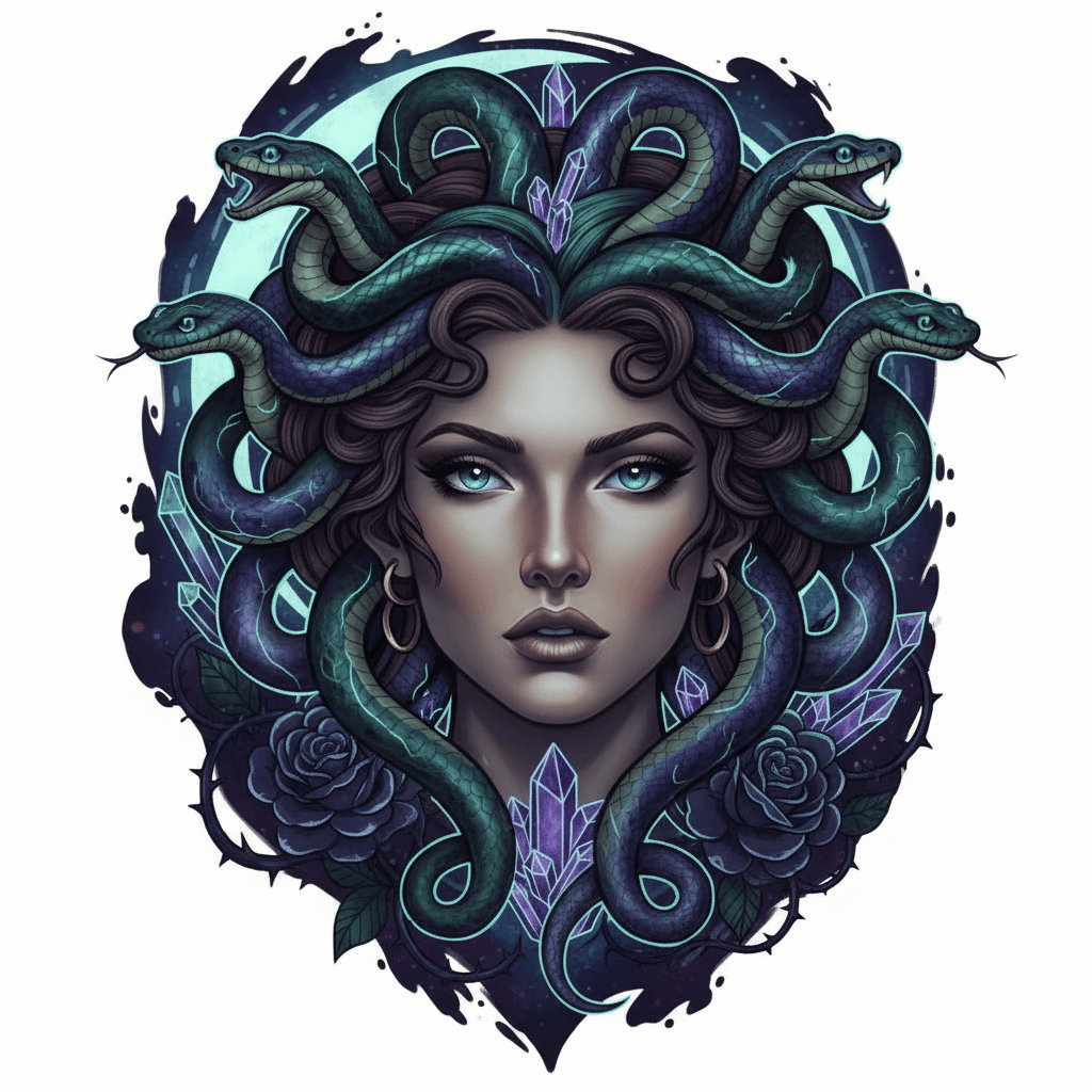 tatuaż meduzy w mrocznym stylu - wzór na inspirację