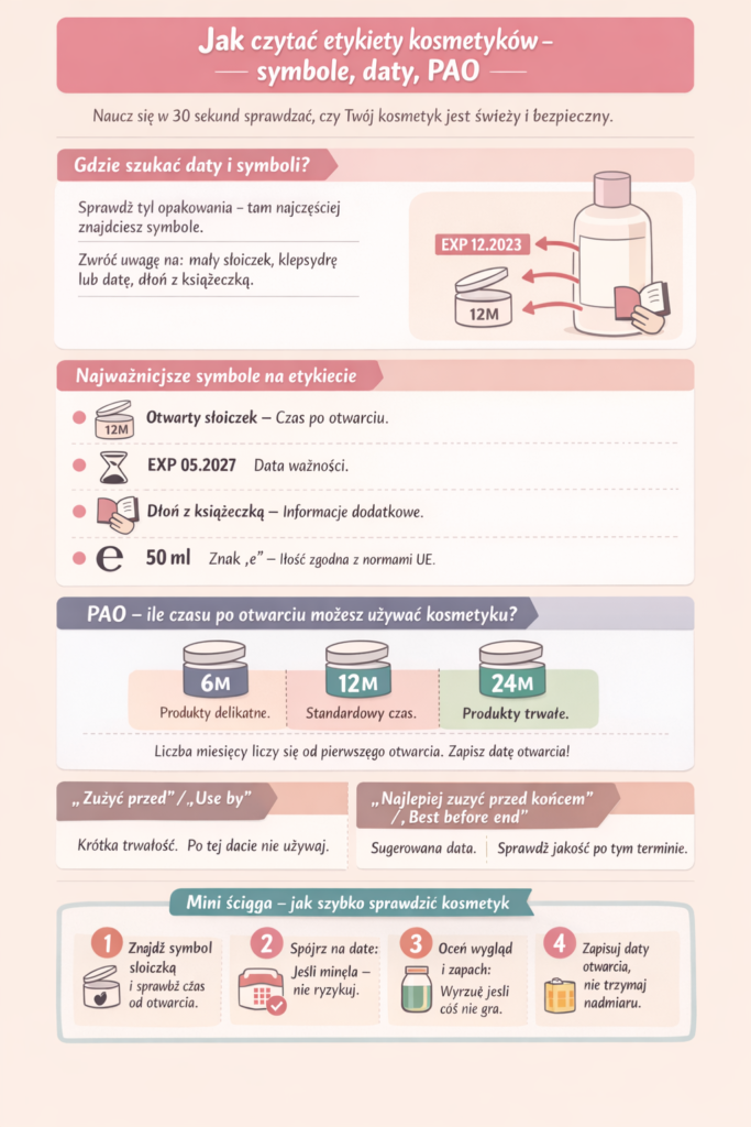 Jak czytać etykiety kosmetyków: symbole, daty, PAO